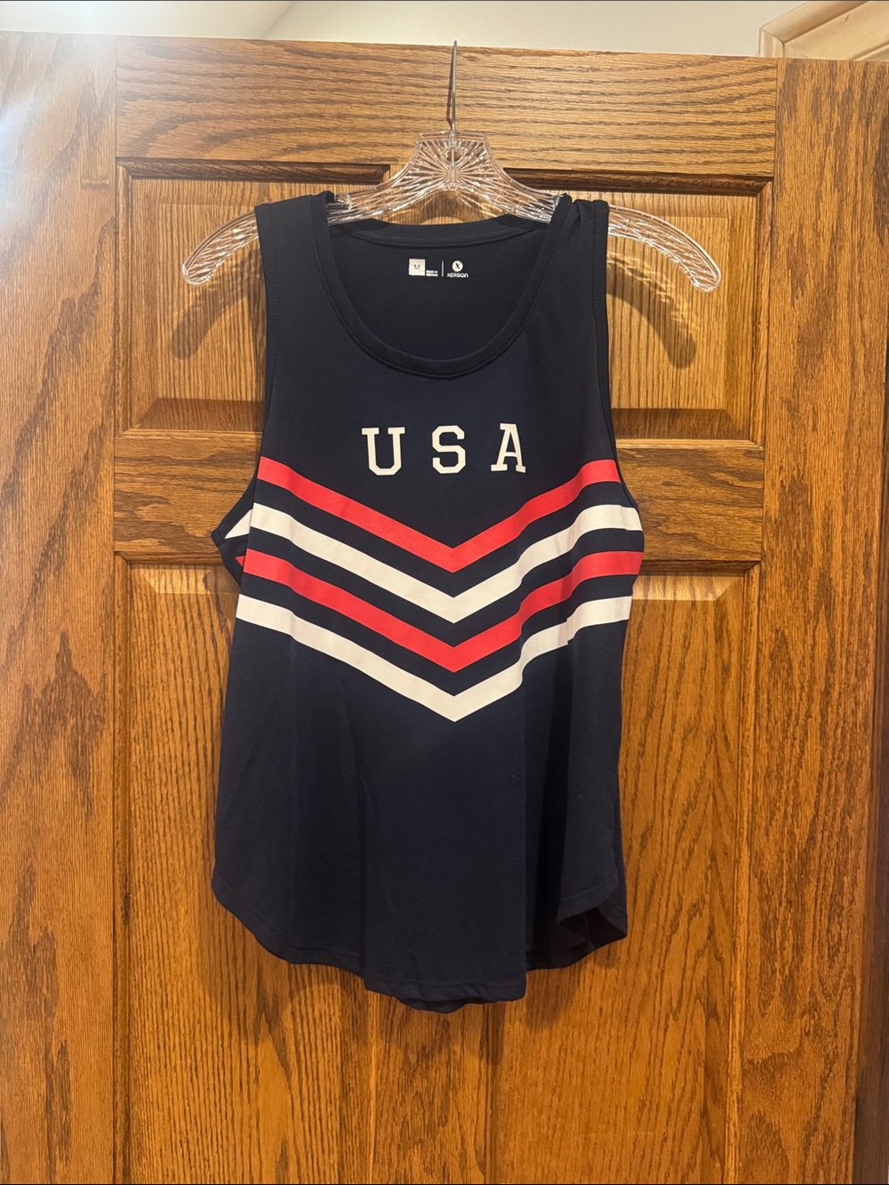 Xersion Navy Tank Top with Red & White Chevron Stripes